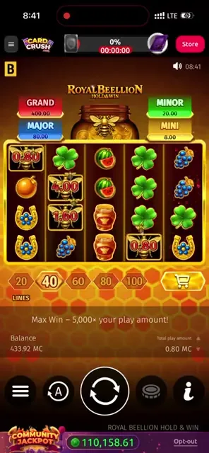 Royal Beellion Hold & Win — conseguir cashback