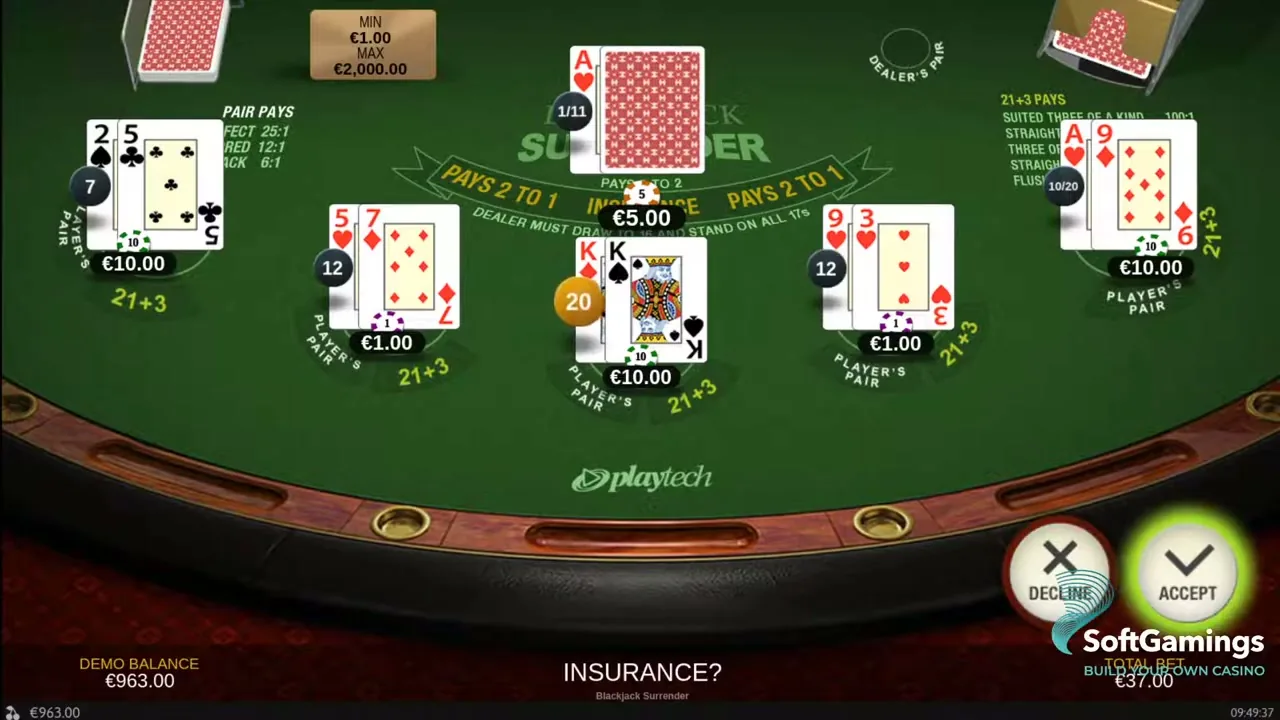 Surrender Multihand Blackjack — conseguir cashback