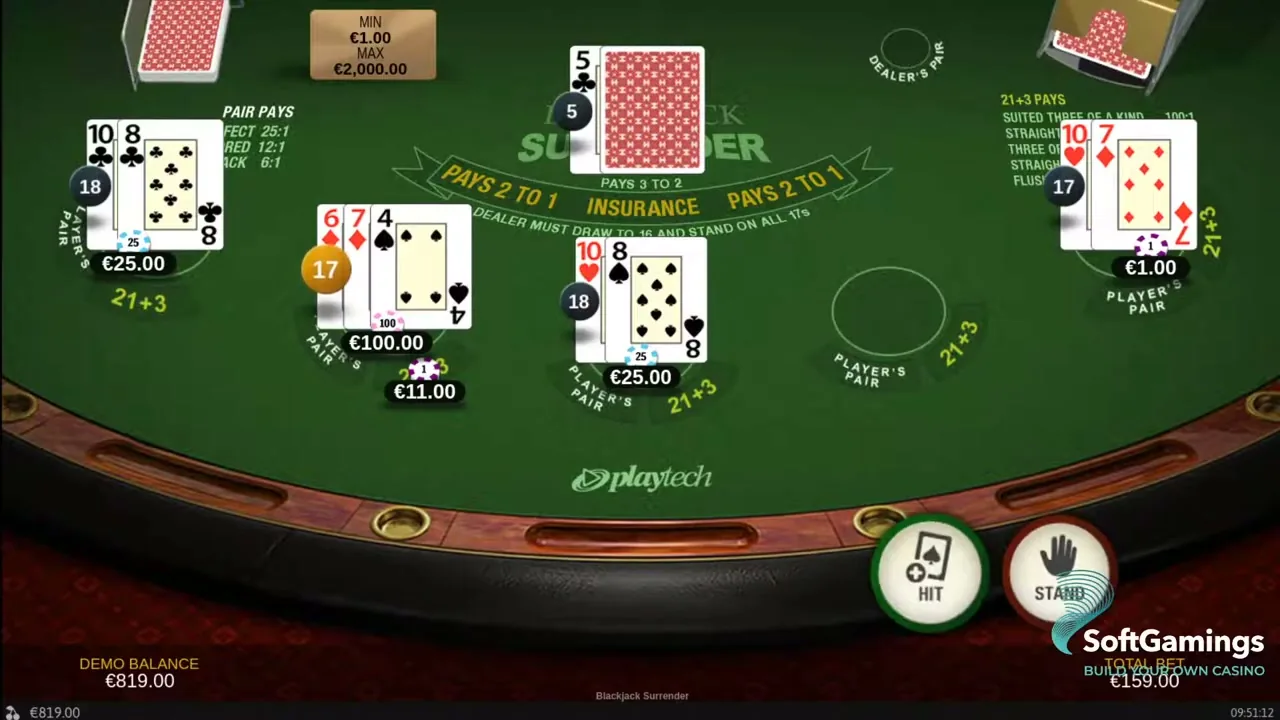 Surrender Multihand Blackjack — conseguir cashback