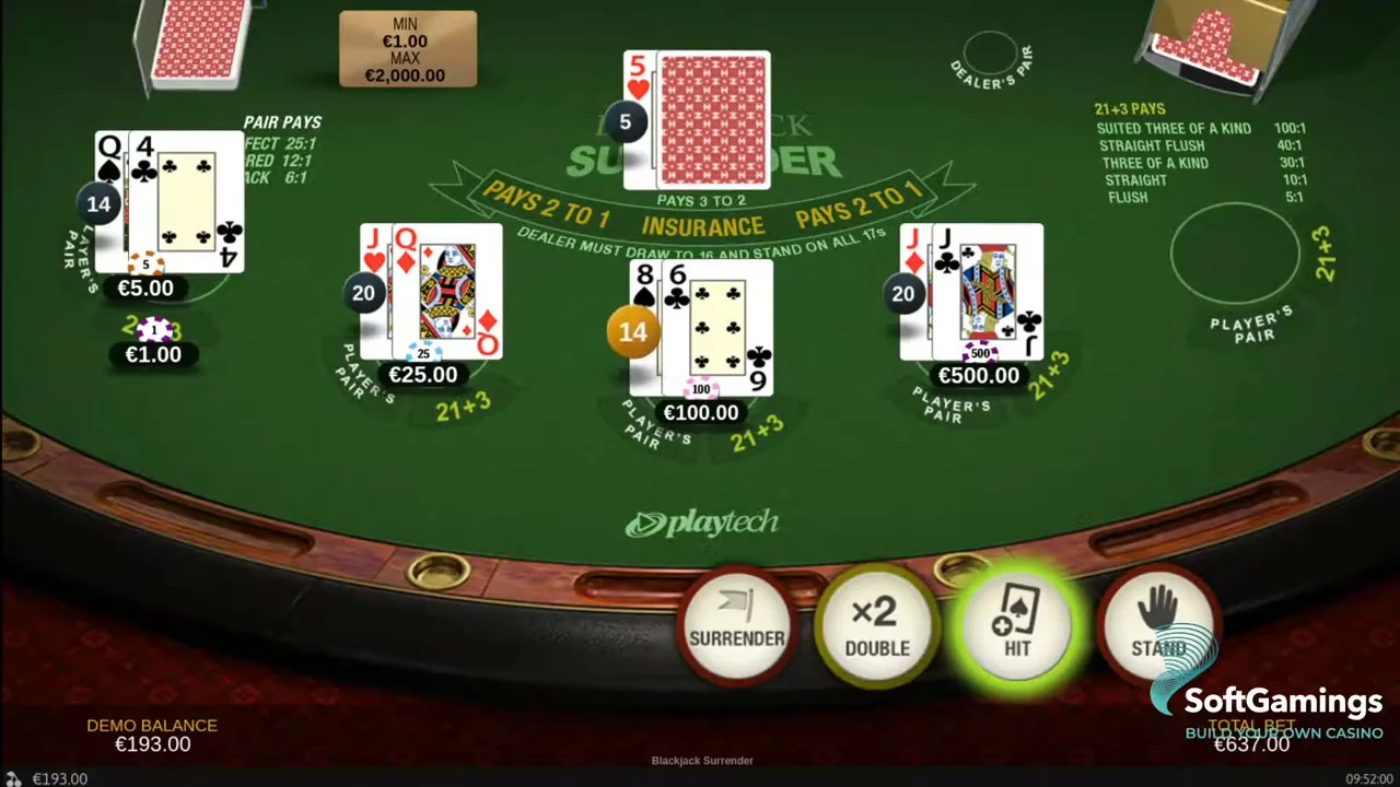 Surrender Multihand Blackjack — conseguir cashback